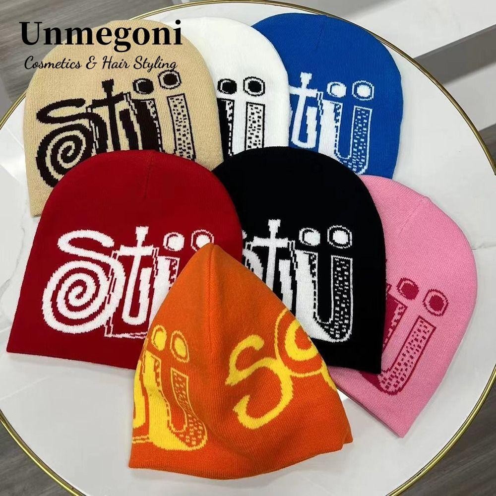 Unmegoni Mũ beanie Dệt Kim In Chữ y2k Phong Cách hip hop Dành Cho Nam Và Nữ