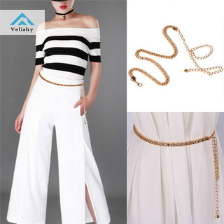 Velishy Nữ Lưới Vàng Thắt Lưng Dây Xích Kim Loại Dây Quyến Rũ Thắt Lưng Thời Trang Skinny