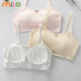 Milo / / Bé gái cotton nguyên chất cố định cốc áo ngực bé gái áo ngực không dây phát triển Quần lót trẻ em Áo vest bé gái áo ngực thể thao