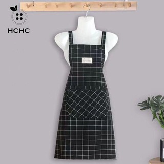 HCHC Tạp dề Cotton, ca rô có túi Tạp dề nhà bếp, Quần áo làm việc Tạp dề nấu ăn chống thấm nước chống dầu dành cho phụ nữ / nam