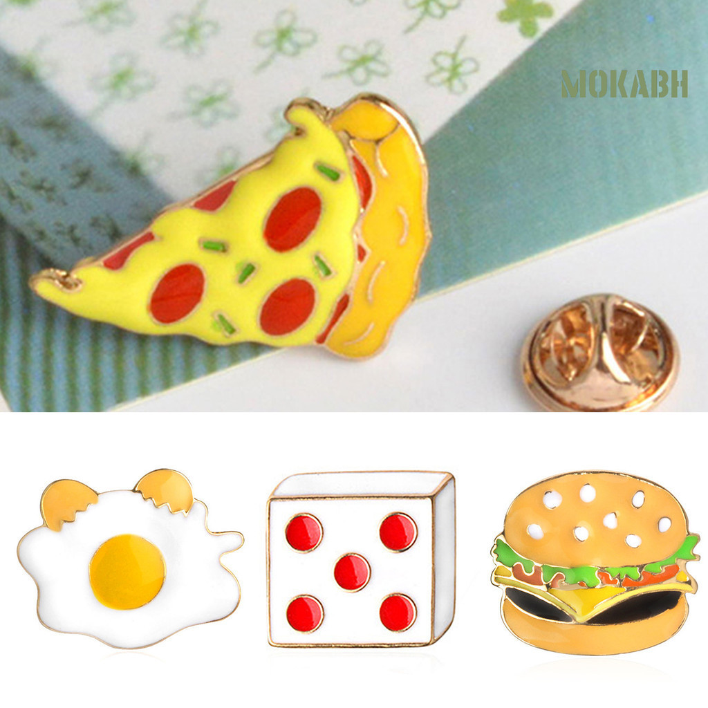 [Mokabh] Sáng Tạo Mini Burger Pizza Hot Dog Hoạt Hình Lapel Pin Trang