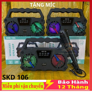 Loa bluetooth hát karaoke skd -106 tặng kèm mic nghe nhạc loa bluetooth mini bảo hành 12 tháng loa bluetooth hát - tigr