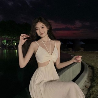 Không Đều Gợi Cảm Ảnh Thể Hiện Mỏng Đi Biển Kỳ Nghỉ Nữ Pháp Váy Dài Desire Sanya Nguyên Chất Eo Đầm Suspender Phong Cách