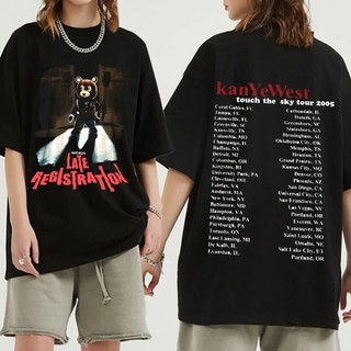 2024 bánh quế quà tặng cho bạn bè Áo thun nam mùa hè Cổ điển Kanye West Đăng ký muộn Tour In Áo thun Unisex Áo thun Cotton Street Hip Hop Top Tee xs-3xl
