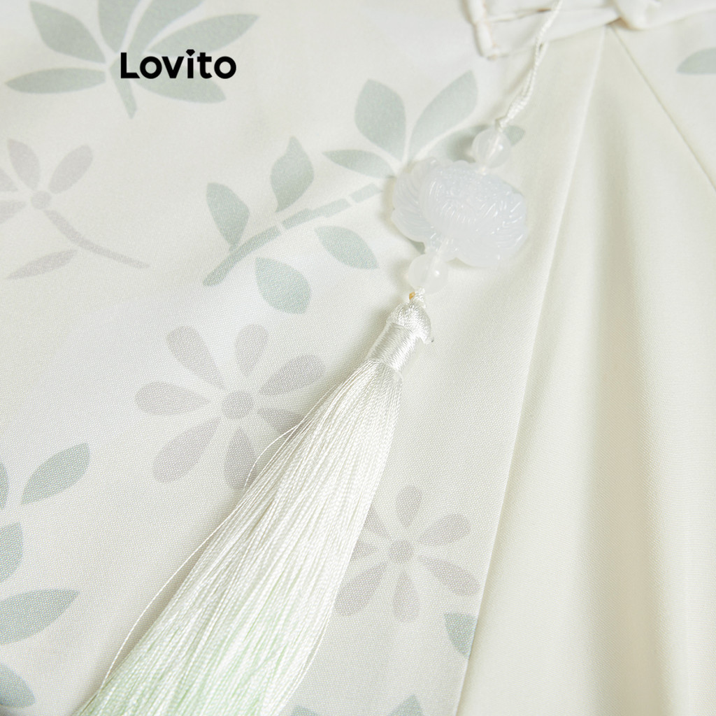 Lovito Đầm cài cúc bất đối xứng có tua rua thanh lịch cho nữ LNE39491 (Quả mơ) | BigBuy360 - bigbuy360.vn