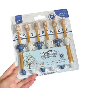 Set 6 bàn chải đánh răng lông tơ mềm mịn không đau nướu chải êm - bàn chải răng lông mịn chăm sóc răng miệng cho bé