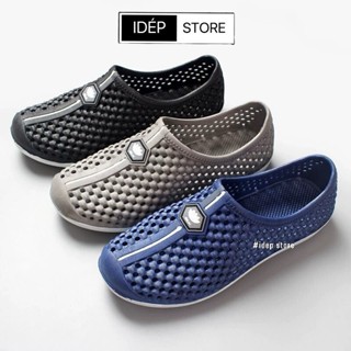 Giày nhựa đi mưa Nam cao su êm chân có lỗ tổ ong thoáng khí chống trượt iDép GL007- Giày lao động