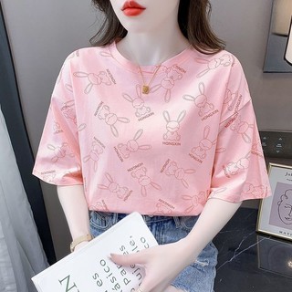 Cotton Thoải Mái Cổ Tròn In Hình Áo Thun Nữ Mùa Hè Quần Áo Mùa Hè 2024 Phong Cách Mới Rời Phù Hợp Với Áo Sơ Mi Nhỏ Thời Trang