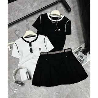 Áo Thun Nữ Cổ Tròn Tay Ngắn Viền Thêu Hình Ngựa Đen Cao Cấp Mã 139