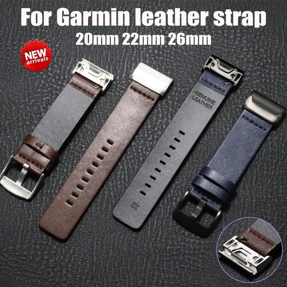 Dây đeo đồng hồ da thật 20mm 22mm 26mm tương thích với Garmin Fenix 7 7S 7X 6S 6X 6 Dây đeo đồng hồ 