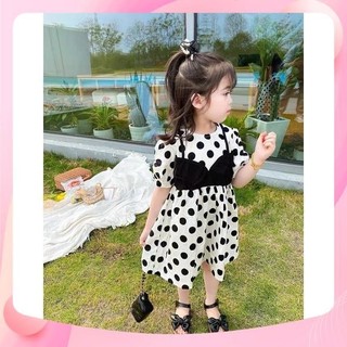 Xả Váy chấm bi đũi lụa cho bé gái