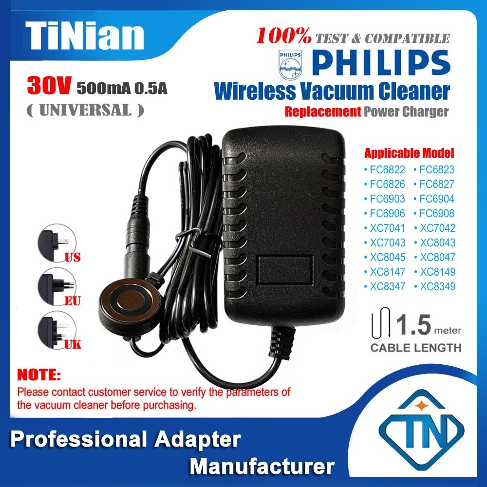 Bộ sạc chuyển đổi AC / DC 30V 500mA cho PHILIPS FC6904 XC7041 XC7042 XC7043 XC8047 XC8347 SpeedPro M