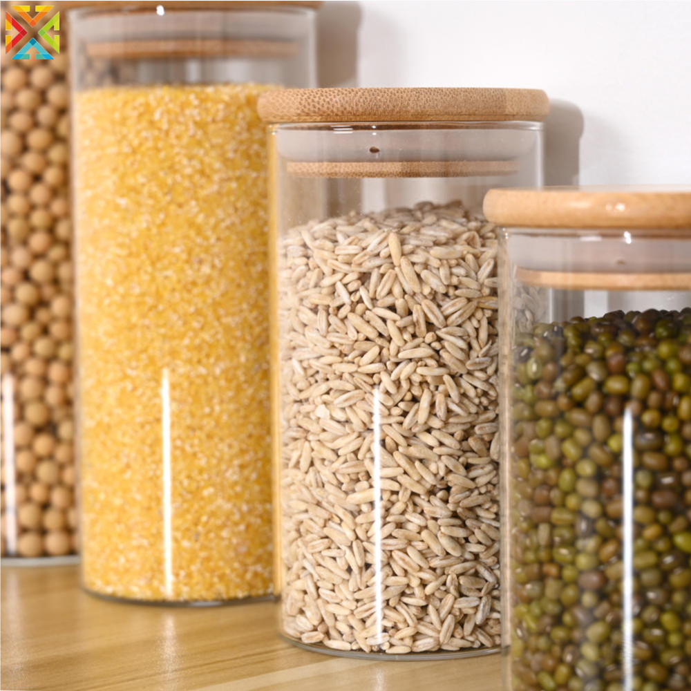 Lọ Thủy Tinh Có Nắp Tre Kín Hộp Bảo Quản Thực Phẩm Chai Chứa Đồ Cho Trà Rời Cà Phê Đậu Phụ Kiện Nhà Bếp