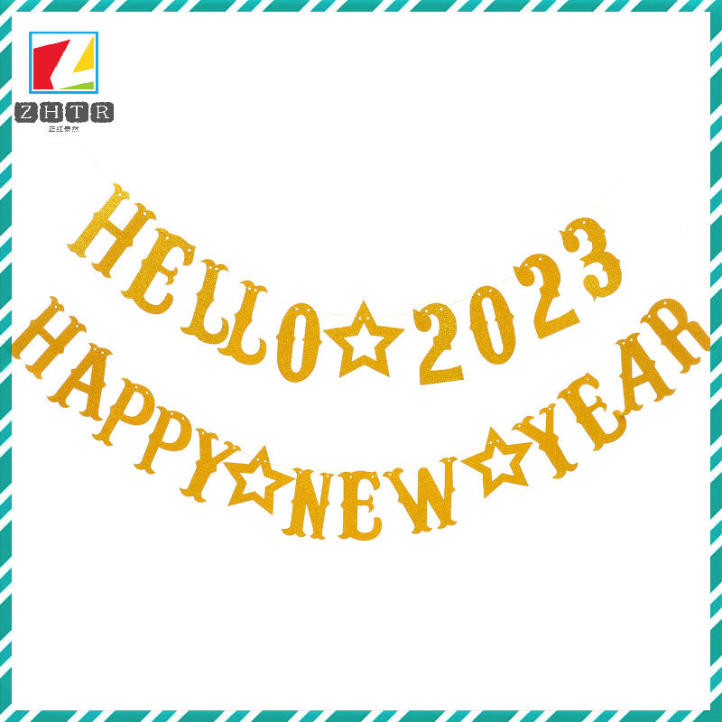 Trang Trí Trang Trí Năm Mới Lò Sưởi Trang Trí Vàng Viền Tiếp Liệu Biểu Ngữ Vòng Hoa Hello 2023 Trang Trí Giấy tairanzh