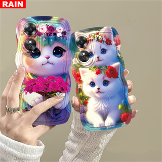 Oppo A78 A18 A17 A57 A58 Reno 8T A15 A16K A54 A12 A5S A7 A54S A94 A93 A3S A53 A31 A52 A74 A95 F9 A1K A76 A9 2020 A37 F5 F7 Ốp Điện Thoại Hoa Hồng Vòng Hoa Mèo Lovable Đẹp RAIN