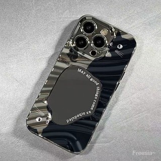 Gương mạ điện thoại Upside Down Cat Niche Apple 15 Vỏ điện thoại 14 iPhone13promax Wave Mirror 8 7plus Bạc xs 12 Dán mạ