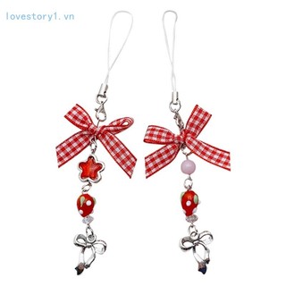 Tình Yêu Acrylic Đính Hạt Dây Điện Thoại Ngôi Sao Nơ Mặt Dây Đeo Cổ Tay Nơ Điện Thoại Quyến Rũ