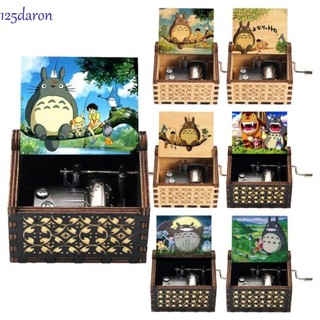 Daron1 totoro hộp nhạc, họa tiết khắc đầy màu sắc totoro tay bằng gỗ quay hộp nhạc, tonari no totoro retro anime dễ thương retro totoro hộp nhạc sinh nhật