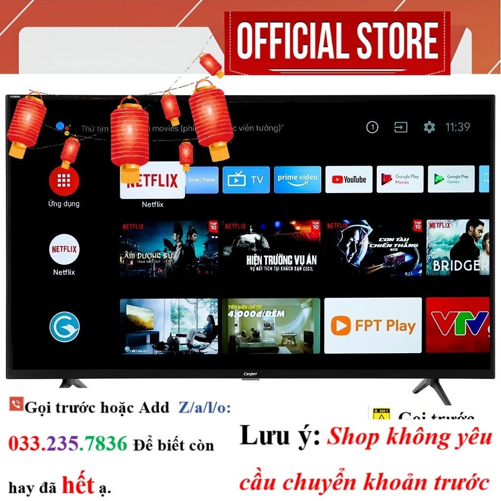 Android Tivi Casper 43 inch 43UGS611 giá rẻ <NeW>