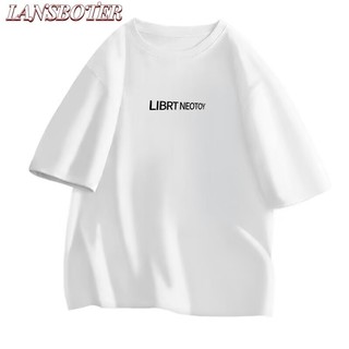 Áo thun nam ngắn tay LANSBOTER mùa hè thời trang Hàn Quốc đơn giản màu trơn xu hướng cotton nguyên chất dáng rộng giản dị áo thun ngắn tay