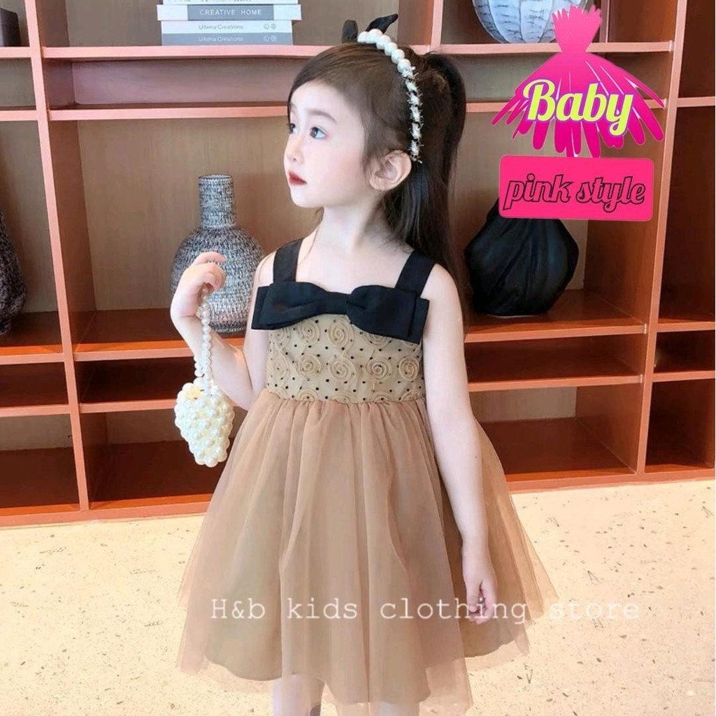 [10kg~20kg] Đầm Ren bé gái,vải ren chấm bi, đính nơ cực xinh