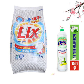 Bột giặt LIX extra Hương Hoa 5,5kg Tặng NRC Yes 750ml