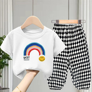 Bộ Đồ Mùa Hè Phong Cách Mới Hợp Thời Trang Bé Trai Mùa Hè Trẻ Em Áo Thun Bé Gái Tay Ngắn Cotton Nguyên Chất Top Quần Cho Bé