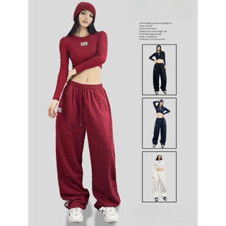 Phiên Bản Hàn Quốc Dạo Phố Dạo Phố hiphop Hip-Hop Hip-Hop Quần Thường Ngày Nữ Jazz Dance Nhiều Màu Quần Thể Thao + Cổ Tròn Dài Tay Phiên Bản Ngắn Rốn