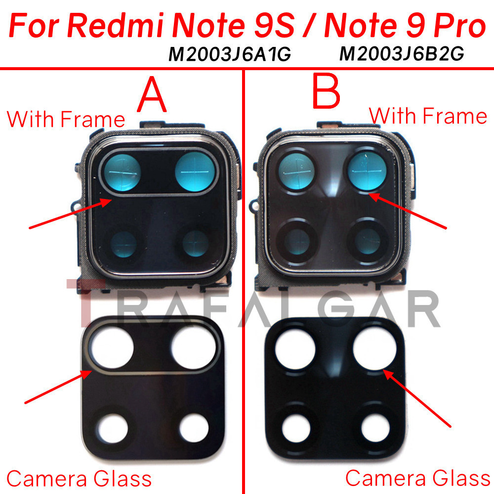 Phía Sau Camera Sau Ống Kính Kính Cho Xiaomi Redmi Note 9 Pro Note 9S Chính Camera Có Khung Viền Tha