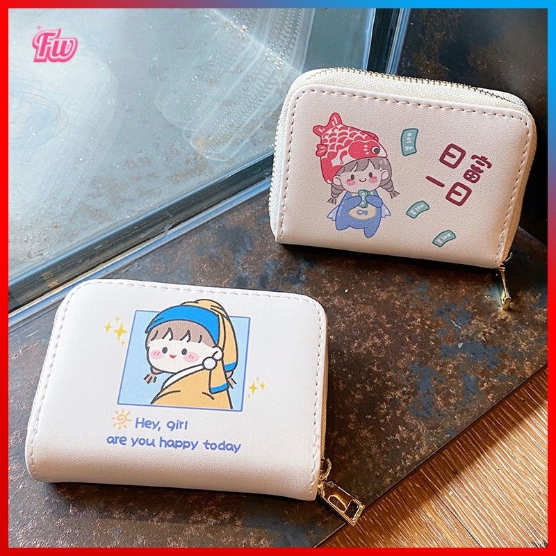 Ví Ngắn Đựng Thẻ ID/Tiền Xu Họa Tiết Hoạt Hình Dễ Thương Phong Cách Nhật Bản 2022 Cho Nữ