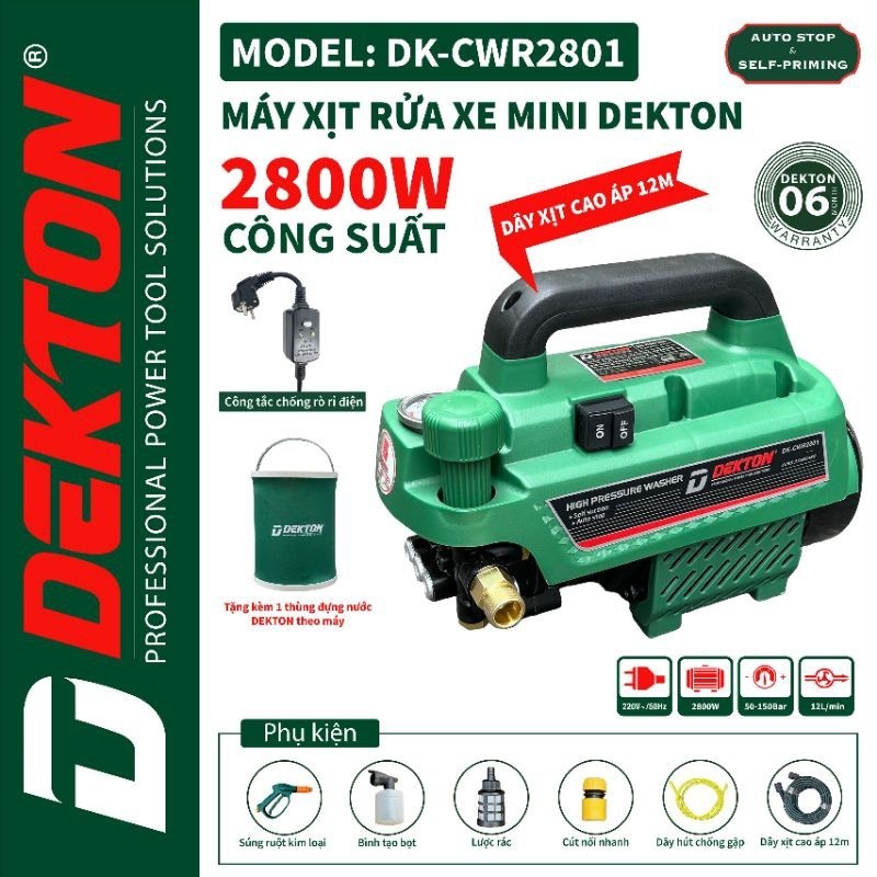 Máy rửa xe DEKTON DK-CWR2801 chống giật model 2023