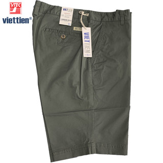 Viettien - Quần short kaki nam Việt Tiến màu xanh rêu nhạt 6S8162 phom regular