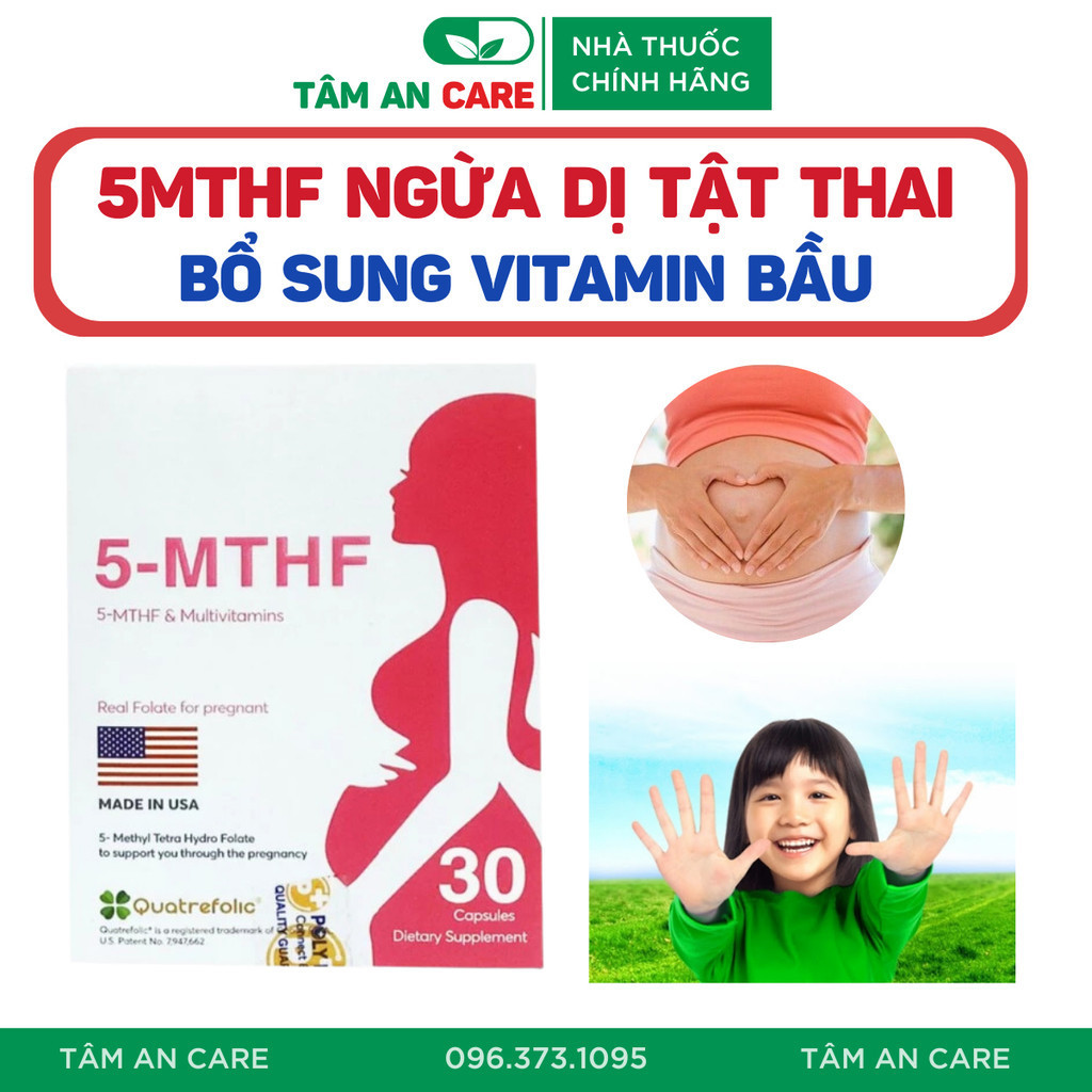 5-MTHF Mỹ Bổ Sung Folate, Hỗ Trợ Sinh Sản, Ngăn Dị Tật Thai Nhi, Bổ Sung Sắt, Vitamin Bầu Tổng Hợp