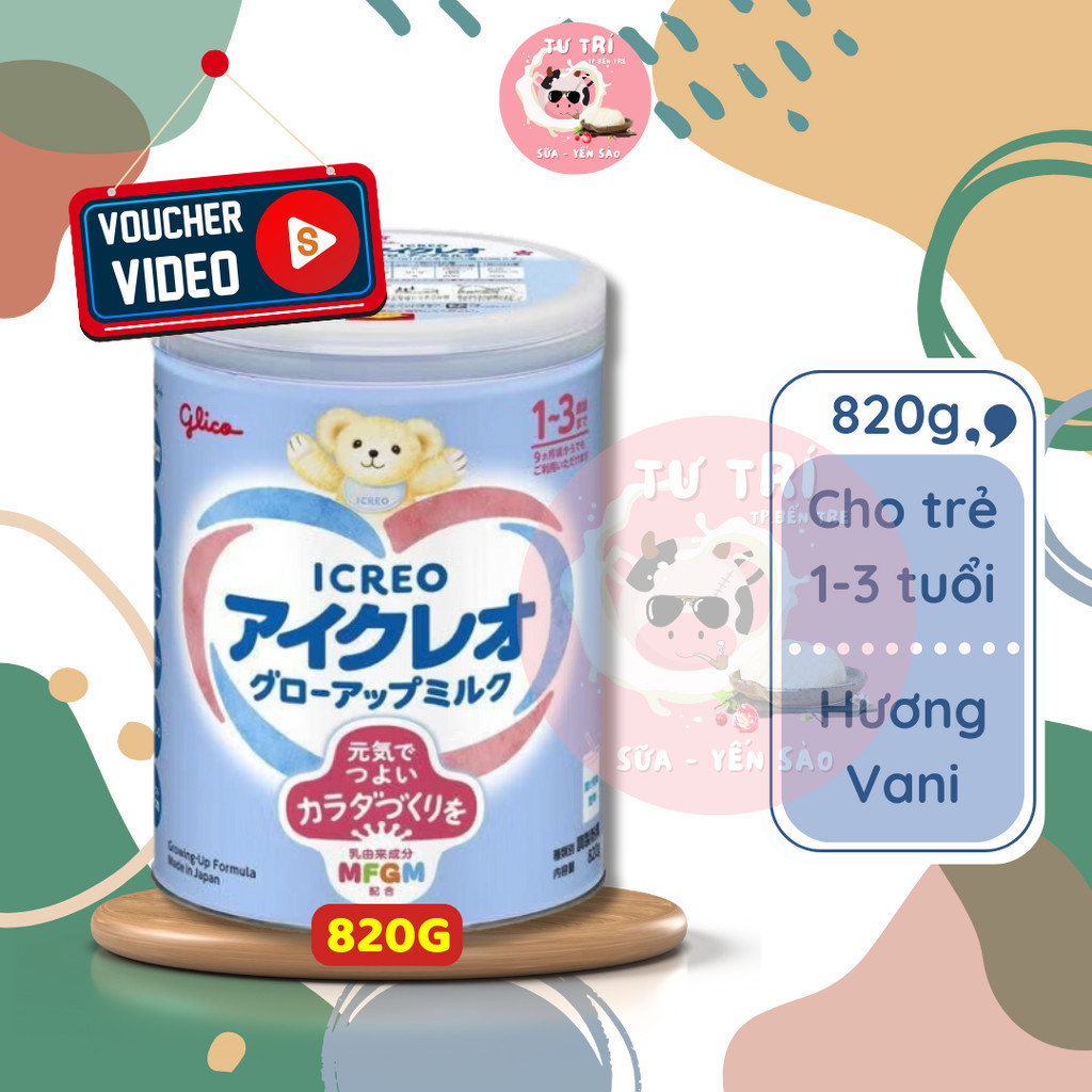 Sữa bột Glico Số 1 Lon 820g cho trẻ từ 1-3 tuổi. Mẫu mới Date mới 12/2025.