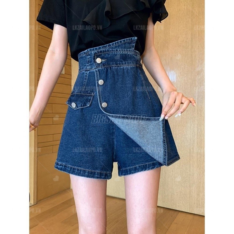 quần giả váy quần jean ngắn Bigsize quần ống rộng nữ chữ a lưng cao cạp cao mùa hè Phong cách Hàn Quốc Thời Trang tiểu thư cá tính xinh đẹp bigsizegiaree