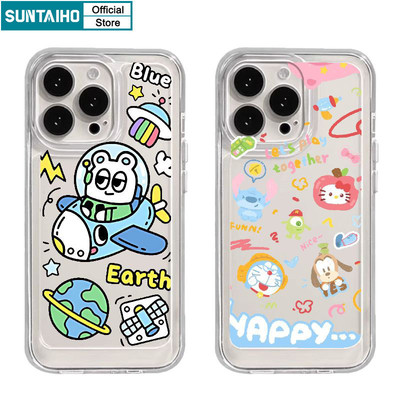 Suntaiho Ngộ nghĩnh Động Vật Dễ Thương Phi Công Họa Tiết Ốp lưng Iphone 15 14 12 13 11 Pro Max IP 7 8 Plus Iphon X Xs XR Xs Max TPU Trong Suốt Softcase Cao Cấp Chống Sốc Ốp Lưng