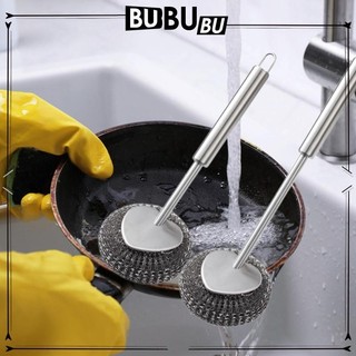 Bàn chải chà sàn nhà bếp Máy chà sàn bằng thép có tay cầm cho quầy Chảo lưới