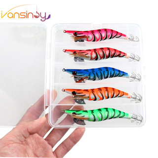 5 chiếc boxxed mồi câu cá mực jig bạch tuộc mồi câu cá cứng tôm tôm tôm dạ quang phát sáng trong bóng tối spinner mồi giải quyết cho mực mực bạch tuộc