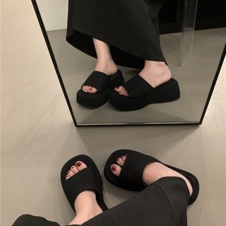 Giày đế dày đế lật đế dày dành cho nữ Giày đế bệt mũi tròn Giày đế bệt mới Dép xỏ ngón Dép nữ