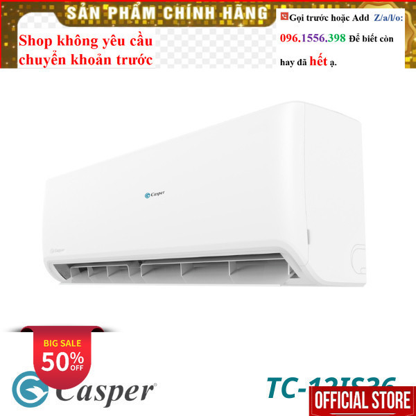 <Rẻ> Điều hòa Casper inverter 1 chiều 12000 BTU TC-12IS36 model 2024