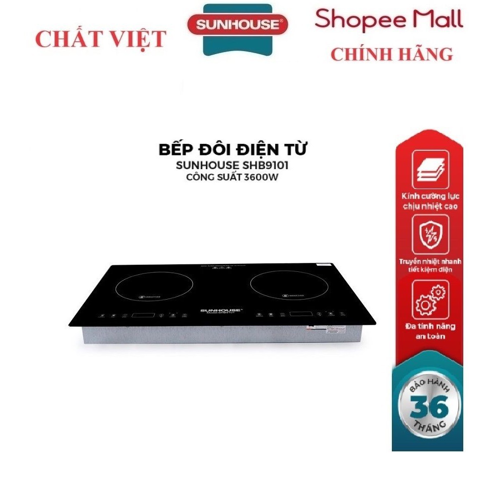 Bếp đôi điện từ SUNHOUSE SHB9101