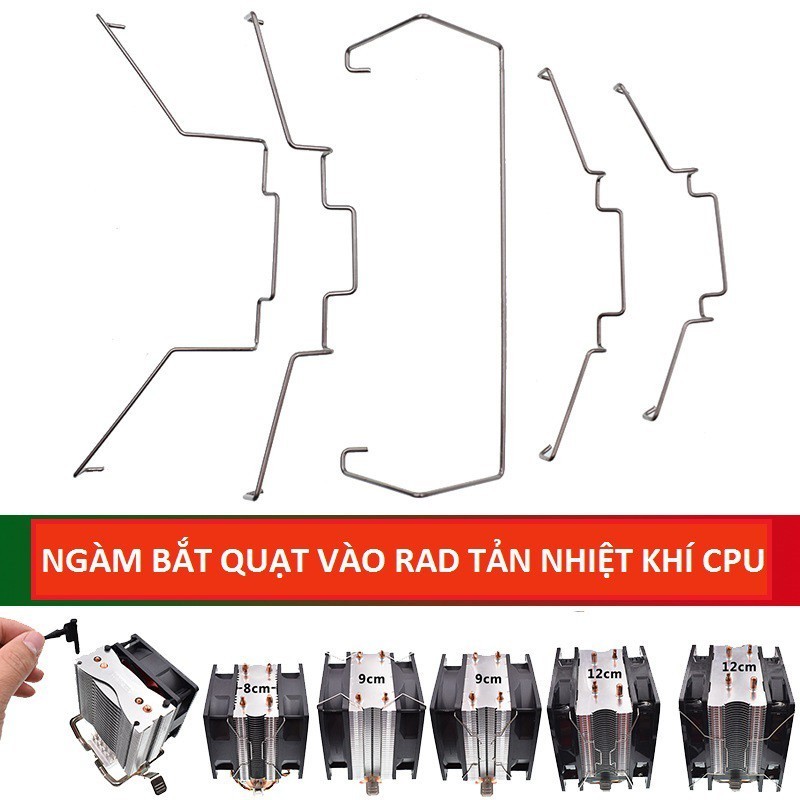 Gông móc gắn quạt cho tản khí CPU fan case 8cm, 9cm, 12cm (ngắn, dài) - CR1000, CR1400, T400i, GAMMA