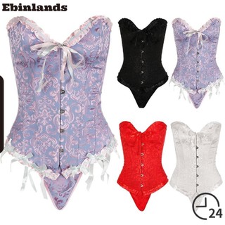 Ebinlands Corset Bustier Top Gợi Cảm Top Phối Ren Lạ Mắt Váy Overbust Boned