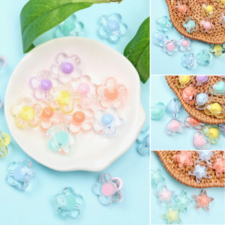 20 Chiếc Sáng Tạo Trong Suốt Sandwich Hoa Trái Tim Ngôi Sao Hạt Acrylic DIY Trang Sức Vòng Tay Móc Khóa Làm