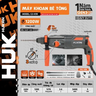 Máy khoan đục bê tông HUKAN G3-K99, 3 Chức năng, 1200w 3.6J, Dây điện dài 5m
