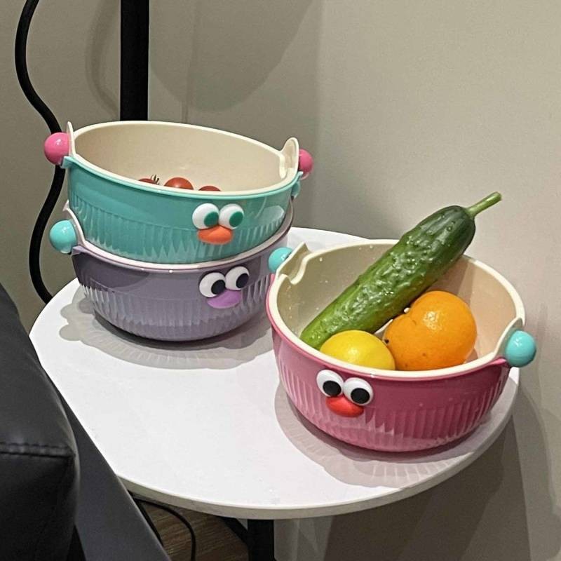 New Double-Layer Drain Basket Household Fabulous Fruit Washing Tool Kitchen Living Room Vegetable Wa