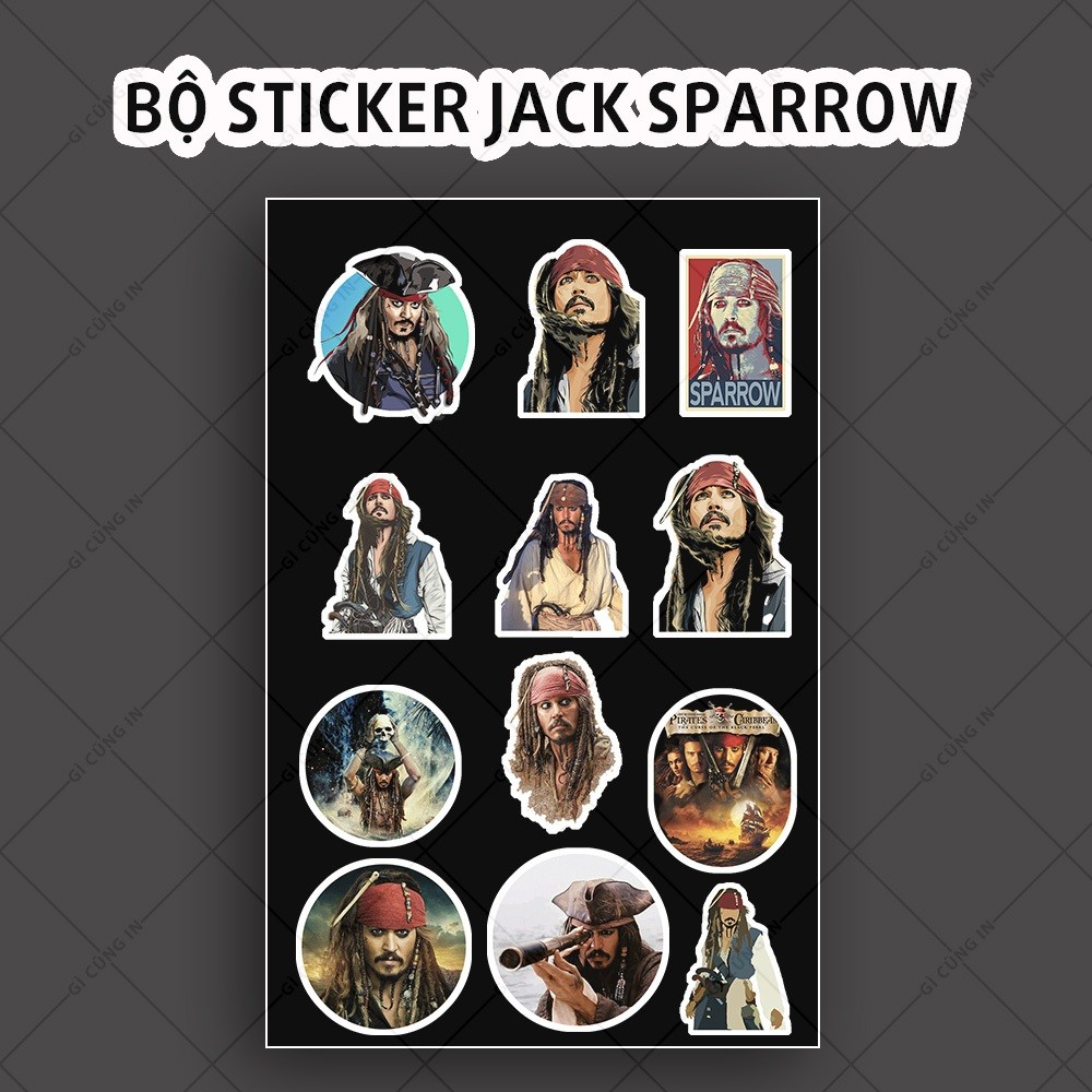 Bộ 5 Sticker Hình JACK SPARROW | Decal Chống Nước |  000157