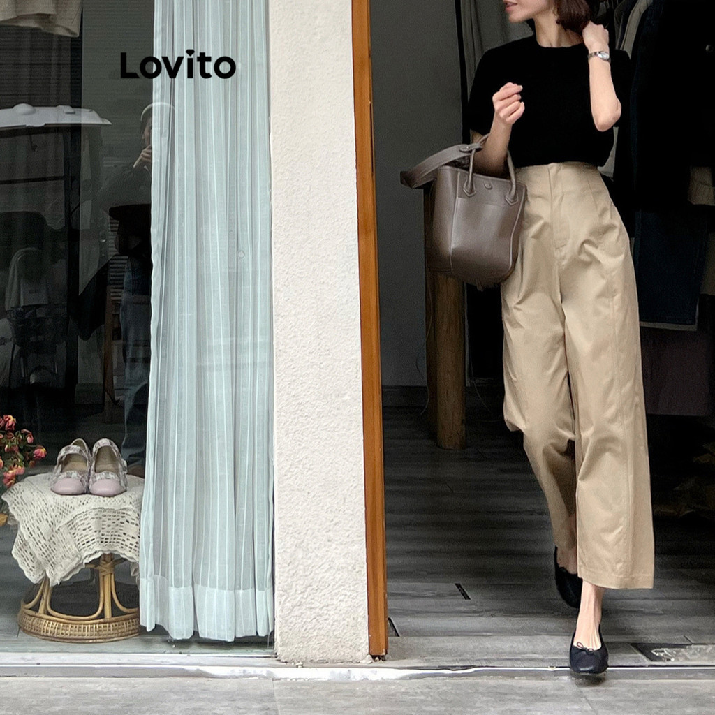 Lovito Quần có túi trơn thông thường cho nữ LNE31119
