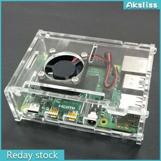 Bộ vỏ trong suốt + quạt tản nhiệt cpu cho raspberry pi 4 model b