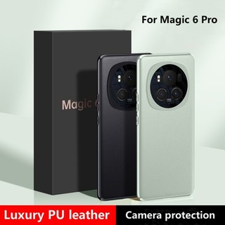 Ốp điện thoại da pu viền silicon bảo vệ camera chống sốc cho huawei honor magic 6 pro honor magic 6